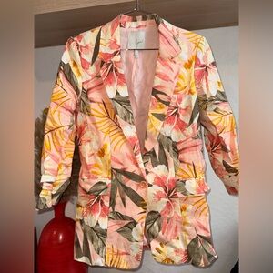 Joie Women's Floral Blazer - Pink and Yellow